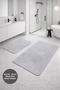 Serenza Gray Large Size Bath Mat Set of 2 80X140 & 50X70 Non-Slip Base