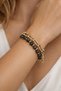 Natural Pyrite Stone Bracelet with Gold Color Chain Detail