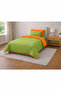 Duvet Cover Set Ranforce Single - Reversible (3-Piece) - Green - Orange - 3