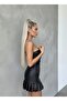 Strapless Leather Mini Pleated Dress - 2
