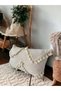 Special Design Cross Pompom Single Linen Cream Throw Pillow Cover (35X55) - 4