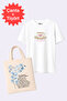 Printed Cloth Book Bag & Patterned White T-Shirt Set – Stylish and Comfortable Two-Piece Set Suitable for Daily Use - 2