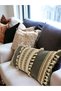 Gray Linen Triple Brown Lace Throw Pillow Cushion Cover - 6