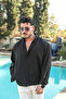 Collared Buttoned Basic Regular Fit Shirt Black