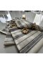 Gray Thick Striped Linen 6-Piece Napkin Set (with Buckle Gift) - 4