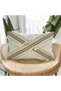 Raw Linen Cream Cross Brown Lace Pompom Throw Pillow Cover (35 X 55)