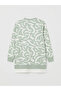 Lcw Modest Green Crew Neck Print Women's Sweatshirt Tunic - 6