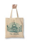 Taj Mahal India White Cloth Bag Long Handle Shopping Bag Beach Bag