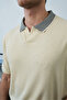 Buttonless Polo Collar Textured Fabric Regular Fit Plain T-Shirt - 2