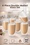 Set of 6 Double Walled Glass Coffee Cups 300ml Heat Resistant Transparent Latte Cup Coffee Mug