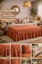 Tile Buldan Linen 3-Sided Gathered Bed Base Skirt with 2 Pillows Hotel Style Decoration Set 160 X 2 - 5