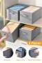 2 Pieces - In-Cabinet Organizer, Shelf Organizer, Foldable Clothing Storage Box 45X25X20 cm Gray