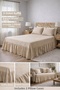 Buldan Linen 3-Sided Gathered Bed Base Skirt with 2 Pillows Hotel Style Decoration Set 180 X 200 - 2