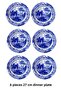 Carbon Blue 6-Person 27 cm Special Design Premium Porcelain Serving Plate Set with Blue Painting Pattern - 4