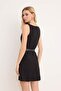 Wardrope Essentials Siyah A Kesim Kemerli Kısa / Mini Dokuma Elbise TWOSS26EL00288 - 4