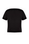 Limited Edition Siyah Drapeli Esnek Örme Büyük Beden T-shirt TBBSS26BF00020 - 6