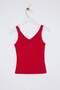 Red Regular V-Neck Thick Strap Sleeveless Ribbed Stretchy Knitted Tank Top Twoss26Al00027 - 5