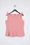 Pembe Sıfır Kol Peplum Belden Oturmalı Omuz Fiyonk Detaylı Örme Bluz TBBSS26AF00078 - 8