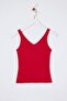Red Regular V-Neck Thick Strap Sleeveless Ribbed Stretchy Knitted Tank Top Twoss26Al00027 - 6