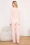 Pembe %100 Pamuklu Çiçekli Dantel Detaylı Fitilli/Pointel Örme Pijama Takımı THMAW26PT00165 - 4