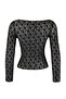 Black Plain Fitted Crew Neck Low Sleeve Long Lace Knitted Blouse Twoss26Bz00441 - 6