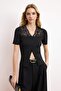 Siyah V Yaka Dantel Detaylı Fitted Fitilli Triko Bluz TWOSS26BZ00124 - 4