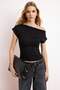 Siyah Fitted/Vücuda Oturan Asimetrik Yaka Kolsuz Yumuşak Örme Bluz TWOSS26BZ00360