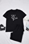 Black Regular Cut Fun Writing Printed Cotton Pajama Set Tmnss26Pt00024 - 3