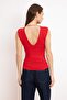Kırmızı Fitted/Vücuda Oturan V Yaka Kolsuz Büzgülü Yumuşak Örme Bluz TWOSS26BZ00093 - 4
