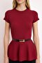 Bordo Premium İplik Bisiklet Yaka Kemer Detaylı Fitted Triko İnce Bluz TWOSS26BZ00281 - 3