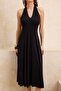 Black Knitted Midi Backless Halter Neck Beach Dress Tbess26El00047 - 3