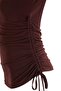 Limited Edition Brown Bodycon Mock Neck Short Sleeve Ruched Stretchy Knitted Blouse Twoss26Bz00471 - 6