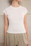 Teen Ecru Fitted/Body-Fitting Raglan Sleeve Short Sleeve Cotton Ribbed Knitted T-Shirt Twoss26Ts00021 - 3