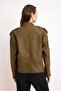 Kahverengi Oversize Kalıp Yıkama Efekctli Suni Deri Biker İnce Ceket Mont TWOAW25MO00010 - 5