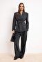 Trendyolmilla Wardrobe Essentials – سترة قماشية مزدوجة الصدر بحزام أنثراسايت TWOSS26BC00004 - 2