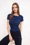 Lacivert Büzgü/Drape Detaylı Fitted/Vücuda Oturan Örme Bluz TWOSS25BZ00278 - 2