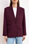 Trendyolmilla Wardrobe Essentials – Mürdüm Cep Detaylı Blazer Ceket | TWOSS26BC00011 - 3