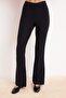 Siyah Flare İspanyol Paça Yüksek Bel Bootcut Dokuma Kumaş Pantolon TWOAW20PL0094 - 3