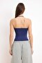 Navy Blue-Grey Regular Halter Neck Sleeveless Cotton Ribbed Knitted Undershirt Twoss26Al00026 - 6