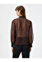 Floral Chiffon Shirt Ruffled Collar with Tie Detail Long Sleeves - 4