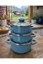 Enamel 3-Piece Mini Pot Set – 12 / 14 / 16 cm – Blue – with Glass Lid - 4