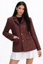Women's Brown Buttoned Suede Jacket with Pocket Detail