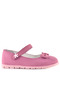 Genuine Leather Pink Bow Flower Detailed Velcro Girls' Ballerinas - 3