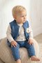 Rocha Baby Boy Indigo Puffing Y Vest Set 3-Piece Set - Cotton Set with Teddy Bear Figure and 3D Ear Detail - 4