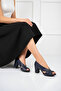 Genuine Leather Navy Women's Heeled Leather Shoes Shn-0072 - 2