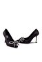 Satin Leather Stone-Embellished Lace-Up High Platform Heel Detailed Women's Evening Shoes 500 - 5