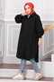 Oval Cut Hijab Shirt Tunic Black - 4