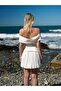 White Linen Mini Pleated Skirt - 5