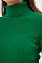 Women's Green Long Sleeve Turtleneck Knitwear Sweater - 4