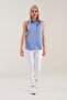 Women's Blue Sleeveless Off-the-Shoulder Lycra Poplin Shirt - 3